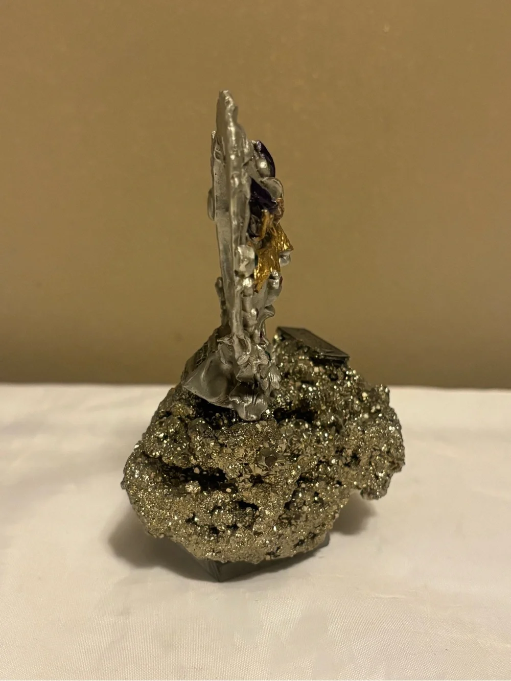 Venetian Mask Decorative Sculpture Pewter, Gold and Purple Greg Neely